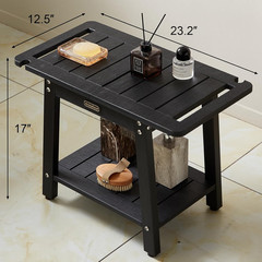 HDPS Waterproof Non-Slip Shower Bench with Shelf for Indoor/Outdoor Use