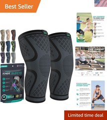 Compression Knee Brace for Women & Men, 2-Pack Knee Brace for Running Knee Pa…