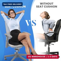 Memory Foam Seat Cushion w/Lumbar Support Pillow for Back & Sciatica Pain Relief