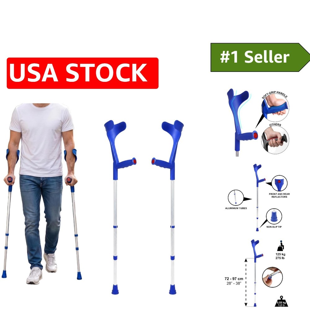 Luxury Adjustable Forearm Crutches for Adults – Lightweight & Durable, Pack of 2