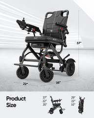 Intelligent Lightweight Foldable Electric Power Wheelchair 330lb All Terrain FDA