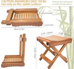 Elegant and Eco-Friendly Bamboo Shower Stool – Fully Assembled, 150 lbs Capacity