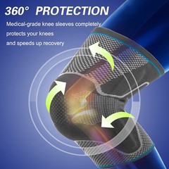 SOOVERKI Knee Brace, Knee Compression Sleeve Support with Patella Gel Pads-XL-