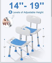 Homland Shower Chair W/ Removable Back 400 Lbs Aluminum Adjustable Non-Slip
