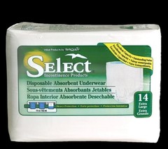 Select Disposable Absorbent Underwear, X-Large, 48-66in, #2607 – BG/14