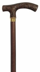 Victorian Style Handle from Italy Mounted on Brown Wood Shaft in US-Walking Cane