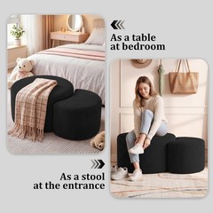 Bshomgi Boneless Ottoman Nesting Coffee Table Set Of 2Corduroy Soft Foot Rest