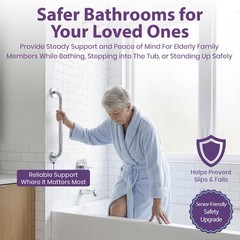 18 Inch Grab Bars for Bathtubs and Showers – Chrome Knurled Bathroom Safety R…