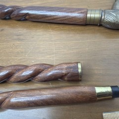 Brass Horse Head Handle Walking Stick Spiral Wood Cane Vintage