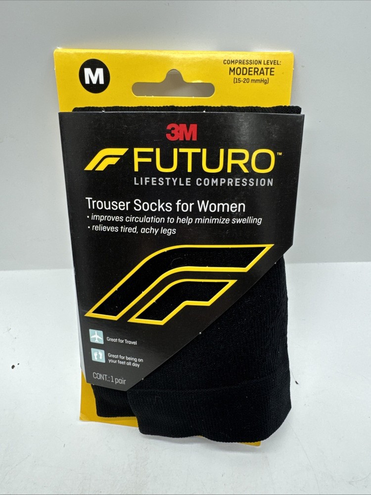 Futuro Trouser Socks Women ￼ Moderate Compression Knee Medium Black COMBINESHIP