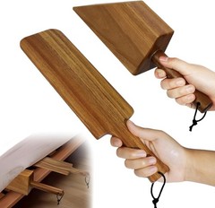 Acacia Wood Mattress Lifter Tool for Changing Sheets, Easy Lever-Action .