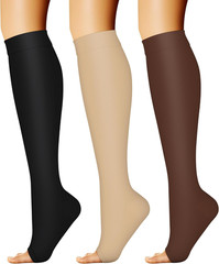 3 Pairs Open Toe Compression Socks for Women & Men Circulation 15-20