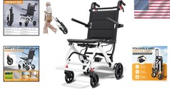 Lightweight Wheelchair with Adjustable Push Handle | Perfect for Easy Transport
