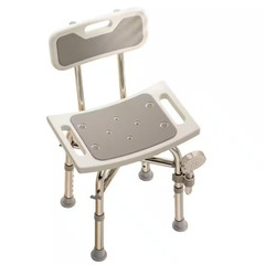 16.5 In. W Aluminum Shower Chair with Back in White, Adjustable Height, 350 Lb.