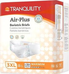 Tranquility Air-Plus Bariatric Briefs, 3XL Maximum, 8 Count, 64-96″ 163-244CM