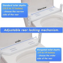 Adjustable Height Toilet Seat Riser W/ Handle Supports 300LBS Seniors & Recovery
