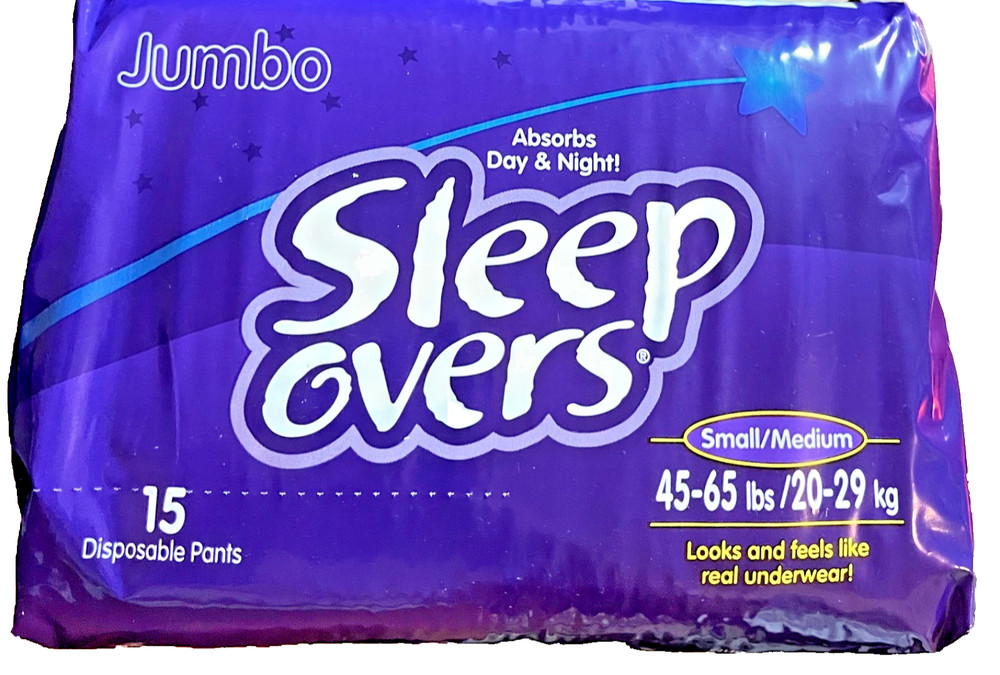 SleepOvers Small/Medium, 45 – 65 lbs, Pack of 15 Count Max Absorbancy