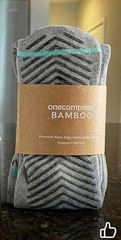 ONE COMPRESS Bamboo Compression Knee Socks Pair With Grips-Gray- Sz XS- S-NWT