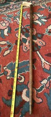 Walking stick cane Carved antler handle tapered wood shaft Brass .45 Shell Tip