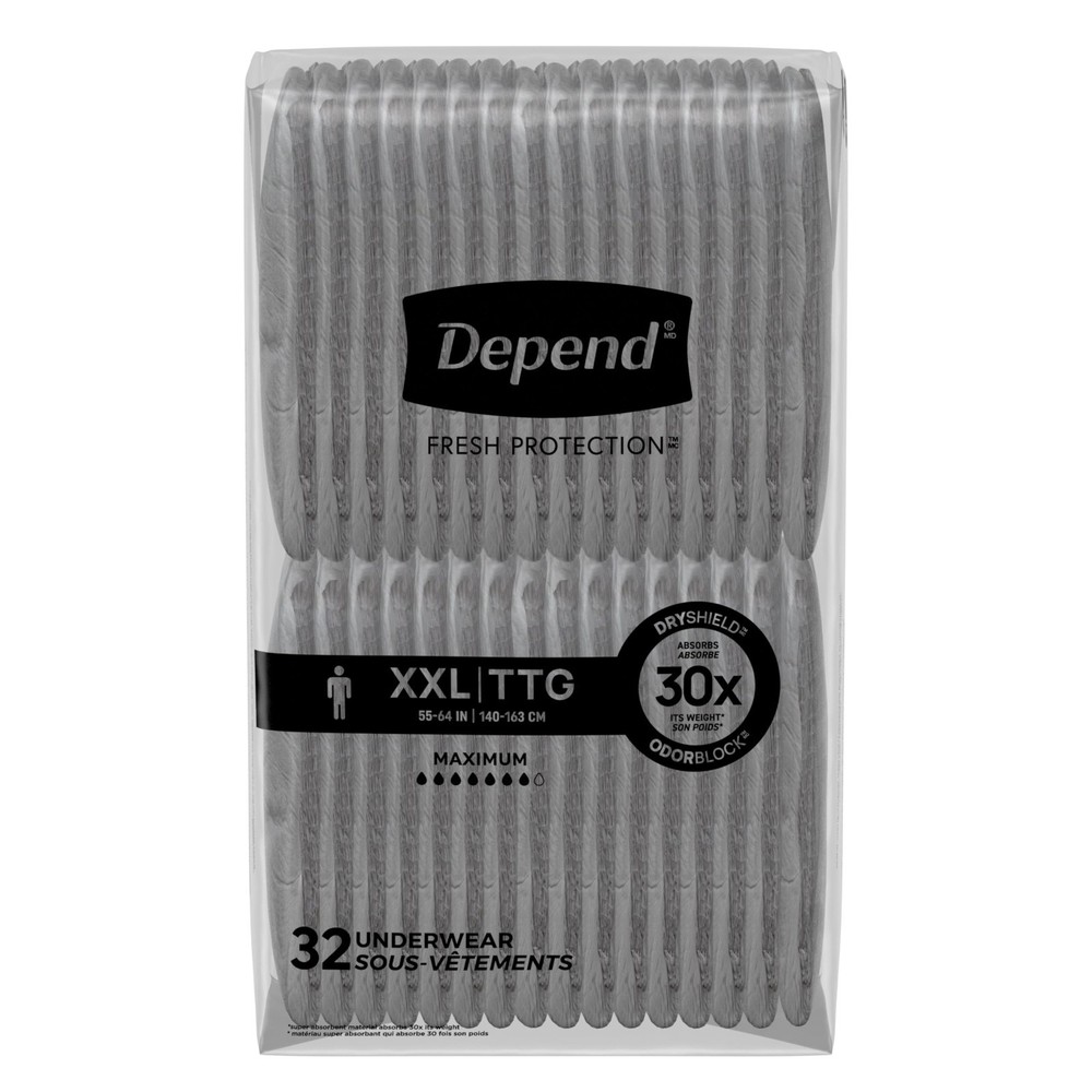 Depend Fresh Protection Disposable Underwear For Men 64 Count Maximum