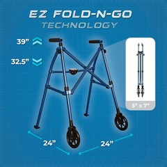Space Saver Walker, Lightweight Folding Rolling Mobility Aid for Seniors & Ad…