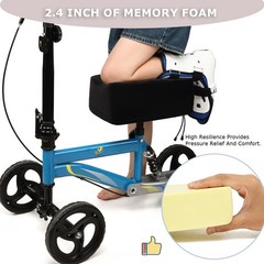 XINTREY Knee Scooter Cushion 2″ thick Memory Foam One Size Fits Most, Black