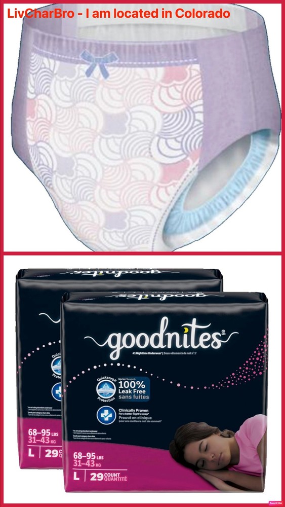 58 Count Size Large 68-95 lbs Girls Goodnites Nighttime Bed-wetting Underwear