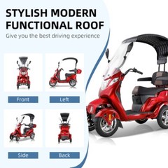 1000W Heavy Duty 4 Wheels Mobility Scooter w/ Roof 40 Miles 15 MPH for Seniors