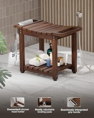 23″ Teak Shower Bench Teak Shower Stool Curved Seat,Wooden Stool for Bathroom,Te