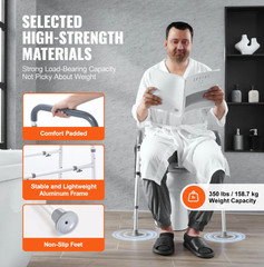 KFFKFF Raised Toilet Seat Adjustable Height 350lb Cushioned Aluminum
