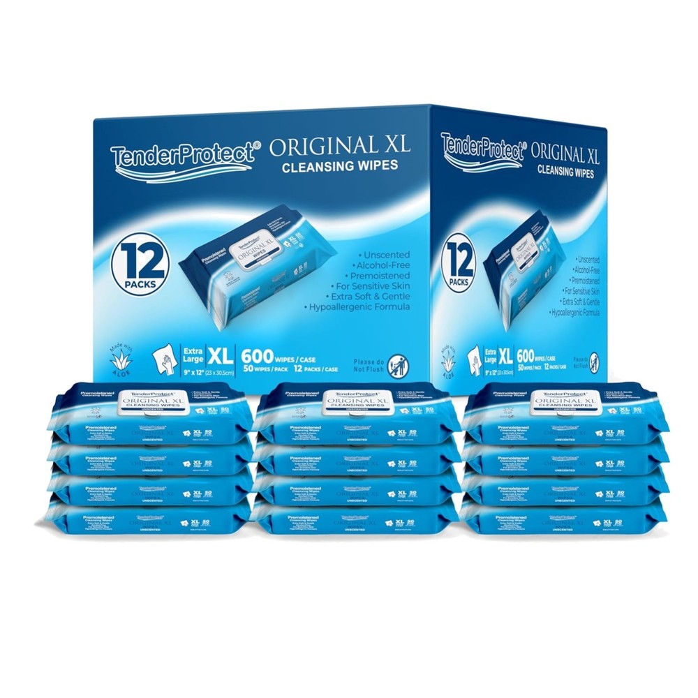 XL Adult Wipes 600 Ct, Aloe & Lanolin Infused