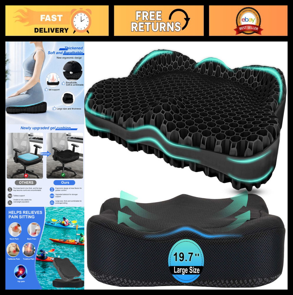 19.7in Gel Seat Cushion for Office, Wheelchair & Car – Cooling Pad for Back Pain