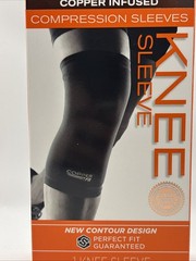 Copper Fit Freedom Copper Infused Compression Knee Sleeve Sz Large Unisex Black