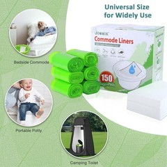 Bedside Commode Liners, 150 Bags + 150 Pads for Bedside Toilet Chair Bucket, …