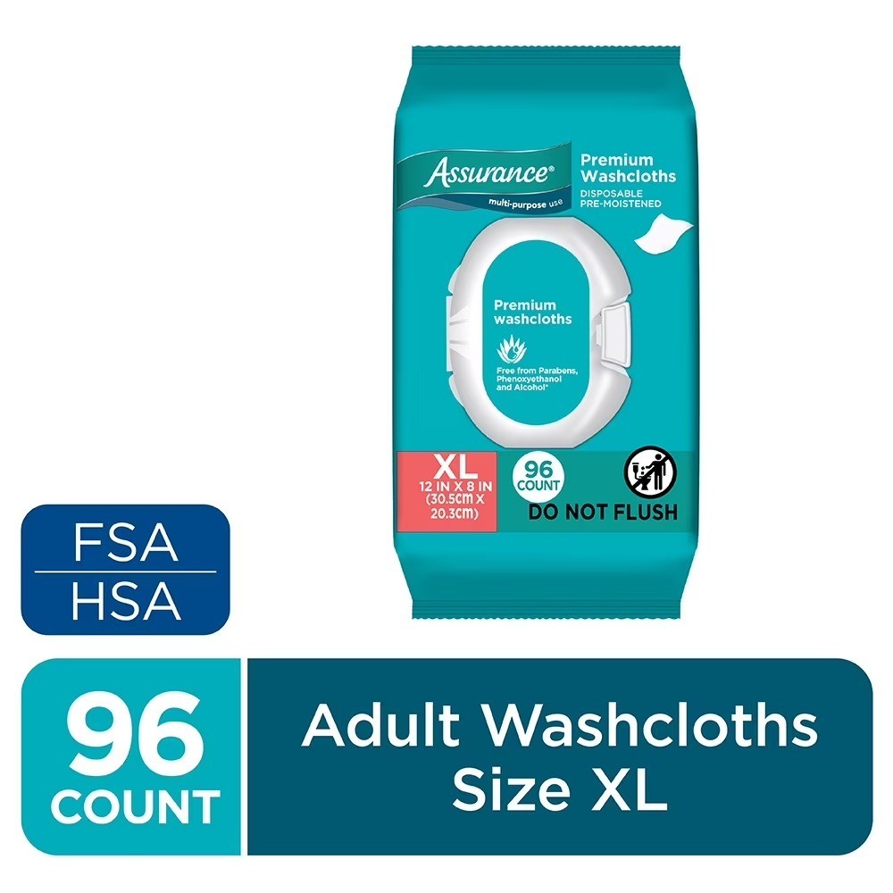 Disposable Pre-Moistened Extra Large Washcloths for Adults, 96 Count Soft