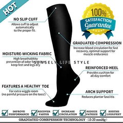 For Men Women Knee High Gradient Compression Socks 20 mmHg Gray Black 3 Pairs