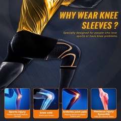 Copper Knee Braces for Men and Women (2 pack) -Copper Compression Knee Sleeve Kn