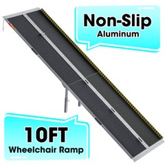 10ft Wheelchair Ramp Aluminum Non-Slip Folding Multifold Portable Handicap Ramp