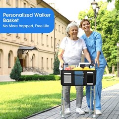 Foldable Walker Basket with Cup Holder | Large Capacity Walker Bag for Seniors,