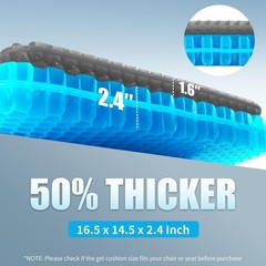 Gel Seat Cushion Long Sitting 16.5x 14.5 x 2.4in Extra Thick＆Soft Gel Cushion