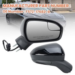 Right Passenger Side Mirror Compatible with Ford Fusion 2016 R-3 Pins Black