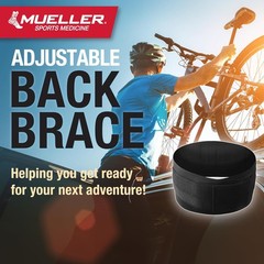 MUELLER Sports Medicine Adjustable Back Brace, 1 Count (Pack of 1), Black