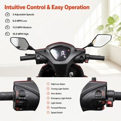 Veloinno Heavy-Duty 4-Wheel Mobility Scooter 37 Miles Range 3-Speed, 500lbs Load