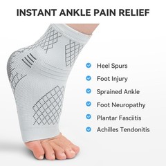 2 Pack Ankle Brace for Sprained Ankle, Arch Support Compression Sleeve Socks for