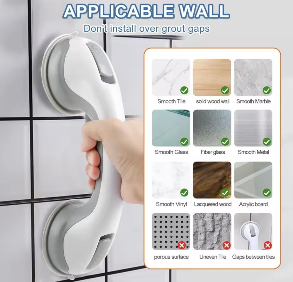 Shower Handle Grab Bars For Bathroom Shower Handle With Suction Cup Grip