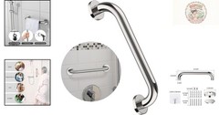 Versatile 12 Inch Grab Bar for Bathroom & Kitchen, Self-Adhesive Hook Included