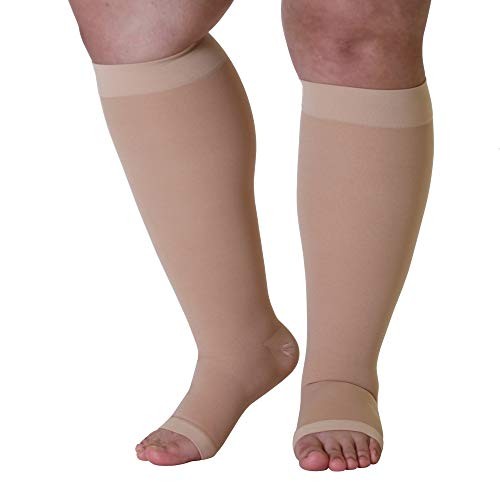 Made in The USA – Plus Size XXL Opaque Compression Socks with XX-Large Beige