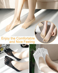 6 Pairs Bunion Relief Socks with Toe Separators Low Cut Compression Five Finger