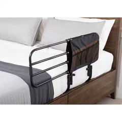 26 in. to 42 in. EZ Adjustable Bed Rail with Swing-down Safety Railing and Pouch