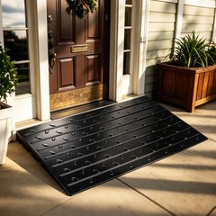 No-Install Rubber Threshold Ramp for Doorways & Garage Entrances Indoor Outdoor